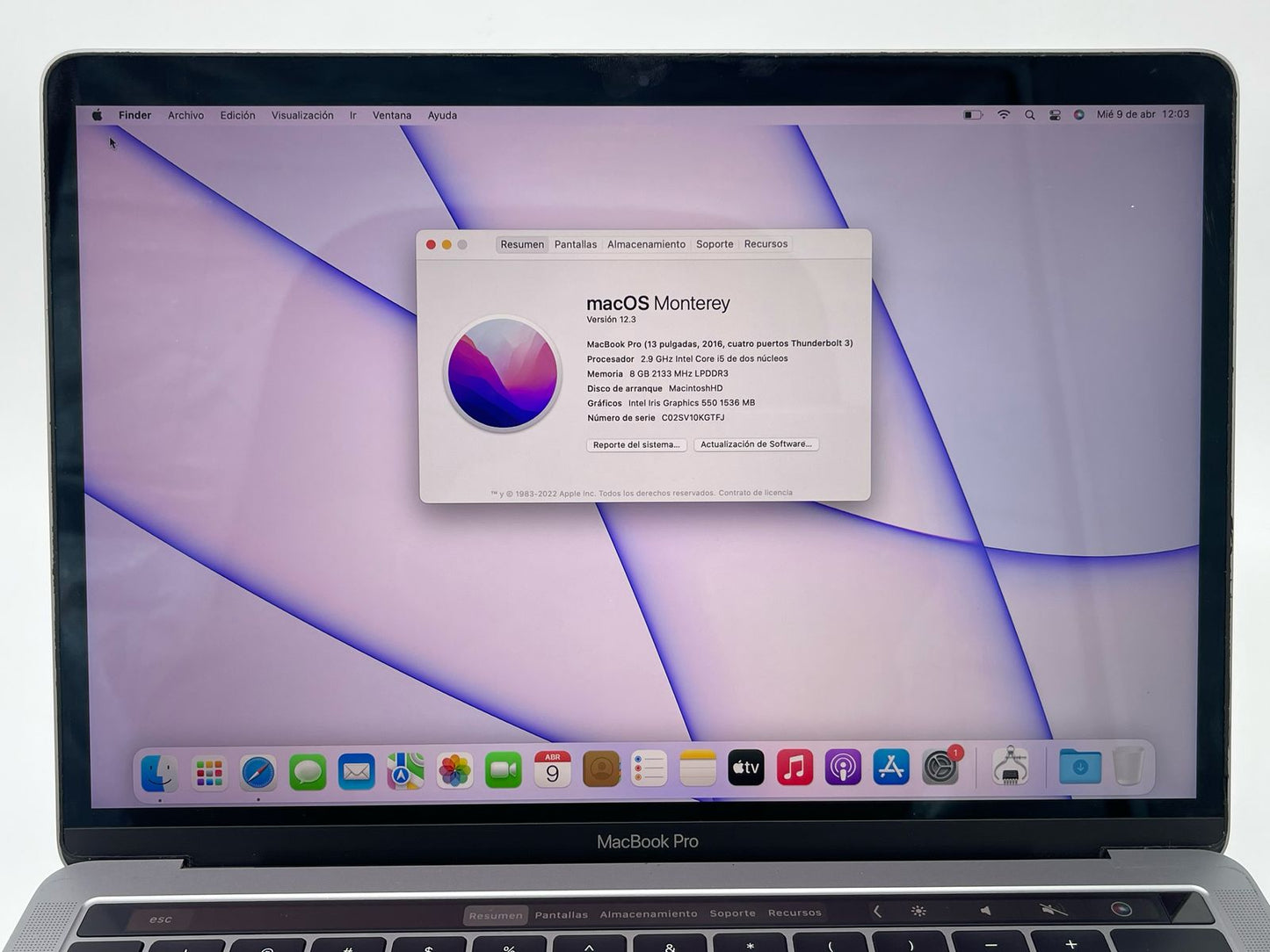 MacBook PRO 2016 256 GB Touch Bar